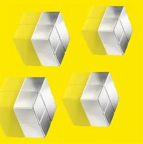 Magnete "Superdym", silber, Würfelform, extra stark, 4 Stück, 20 x 10 x 20 mm, SIGEL